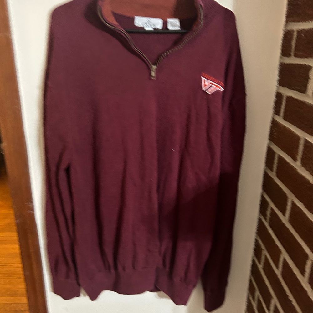 Enro Men's Size 2xlt Virginia Tech Maroon Quarter-Zip Sweater